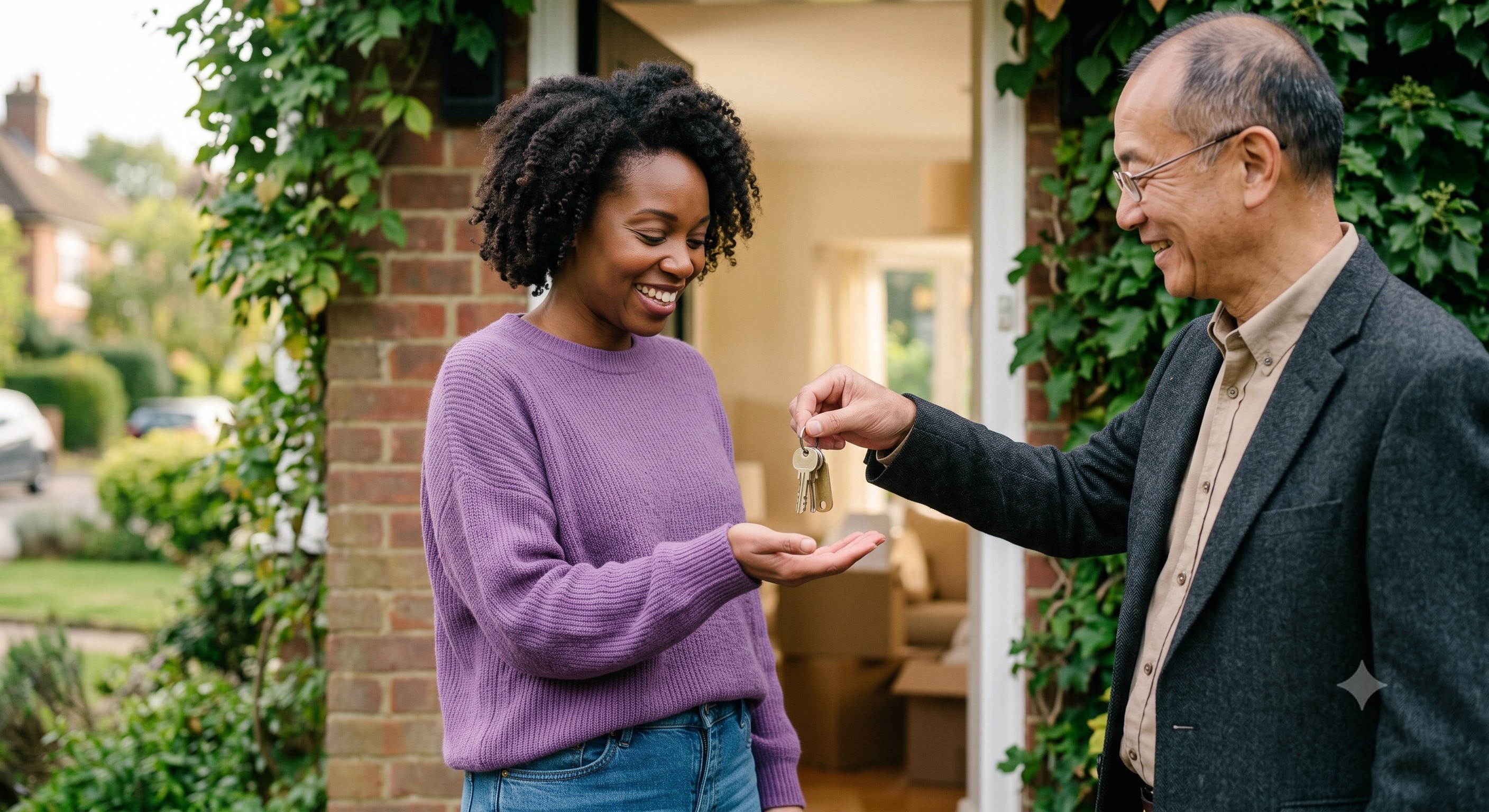 RentMonster agent handing over keys to happy new renter